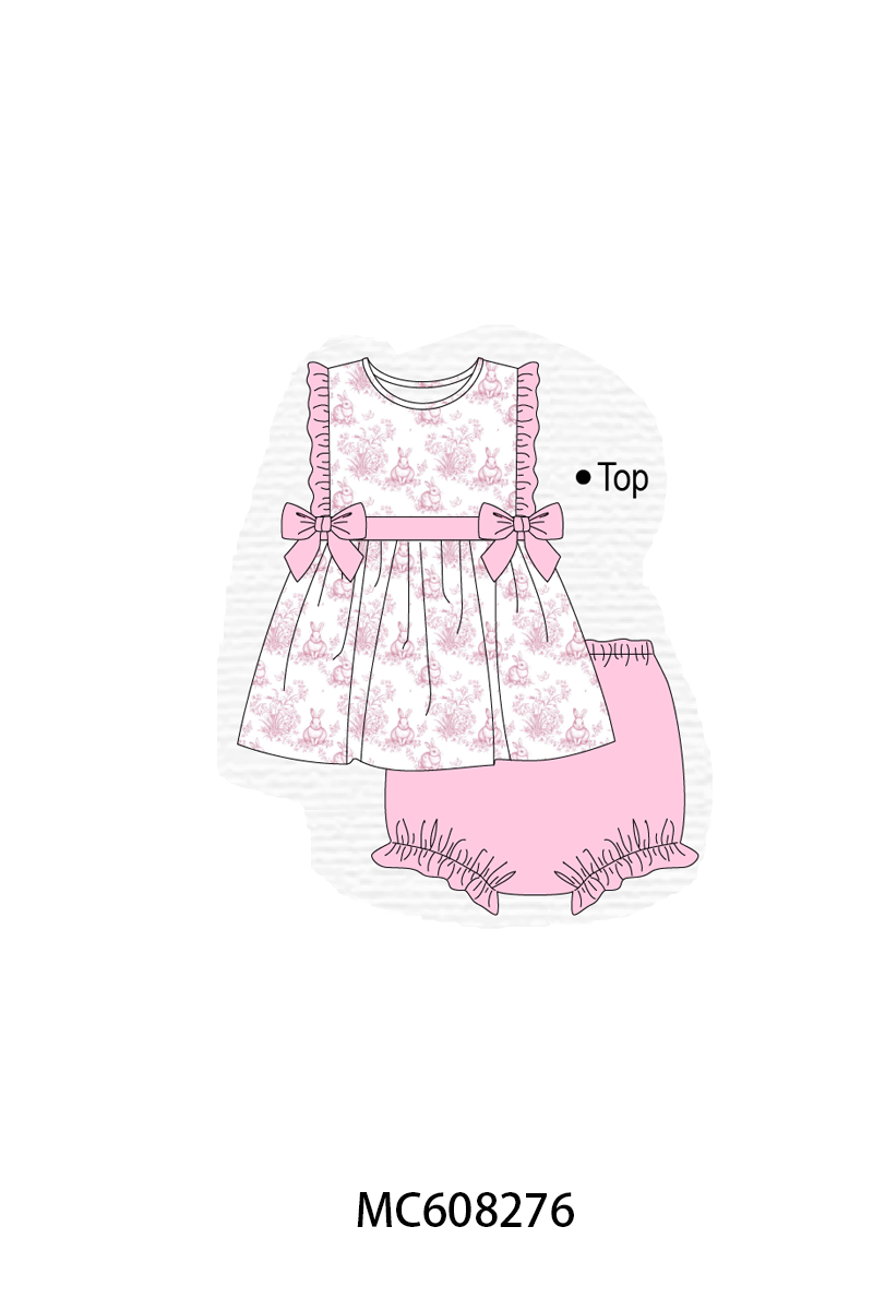 PO101 Pink easter bunny print ruffle collection