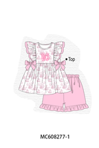 PO101 Pink easter bunny monogram embroidery ruffle collection