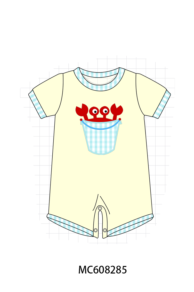 PO101 Cream crab applique gingham collection