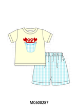 PO101 Cream crab applique gingham collection