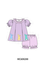 PO101 Purple&blue easter bunny embroidery checkered collection
