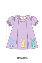 PO101 Purple&blue easter bunny embroidery checkered collection