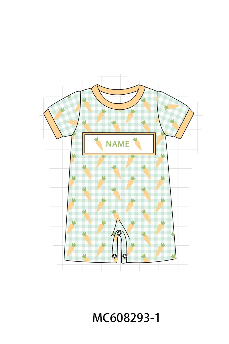 PO101 Green gingham easter carrot monogram embroidery collection