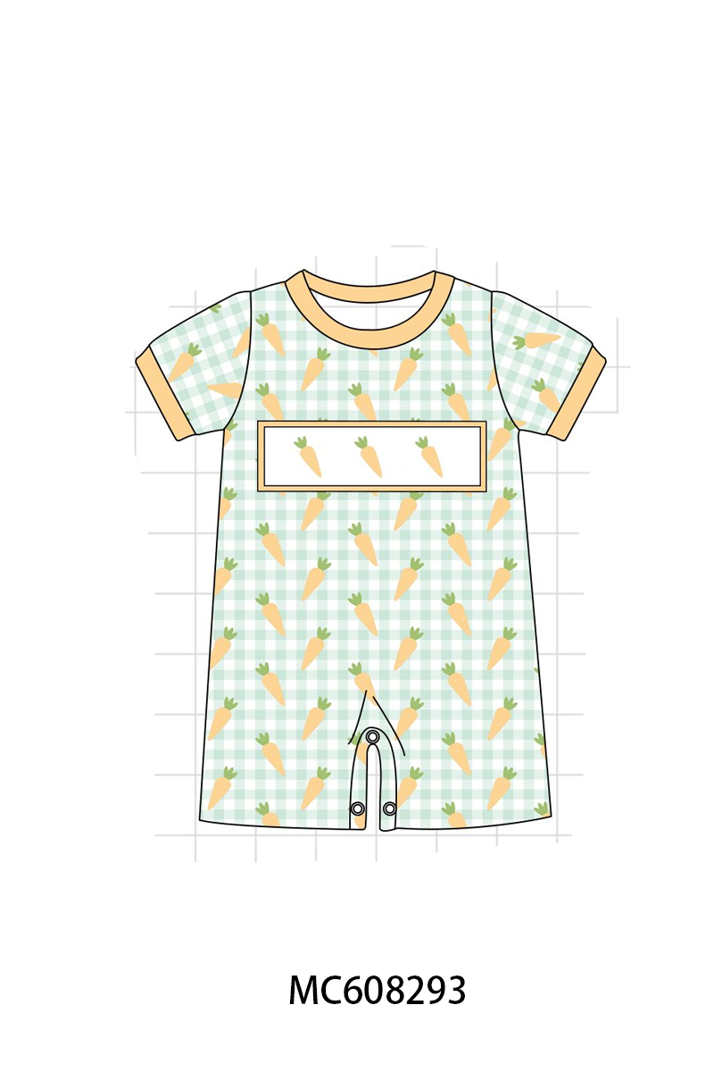 PO101 Green gingham easter carrot embroidery collection