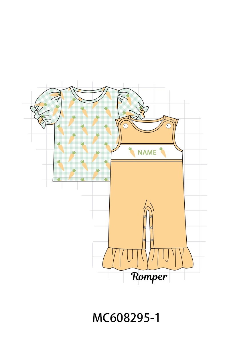 PO101 Green gingham easter carrot monogram embroidery collection