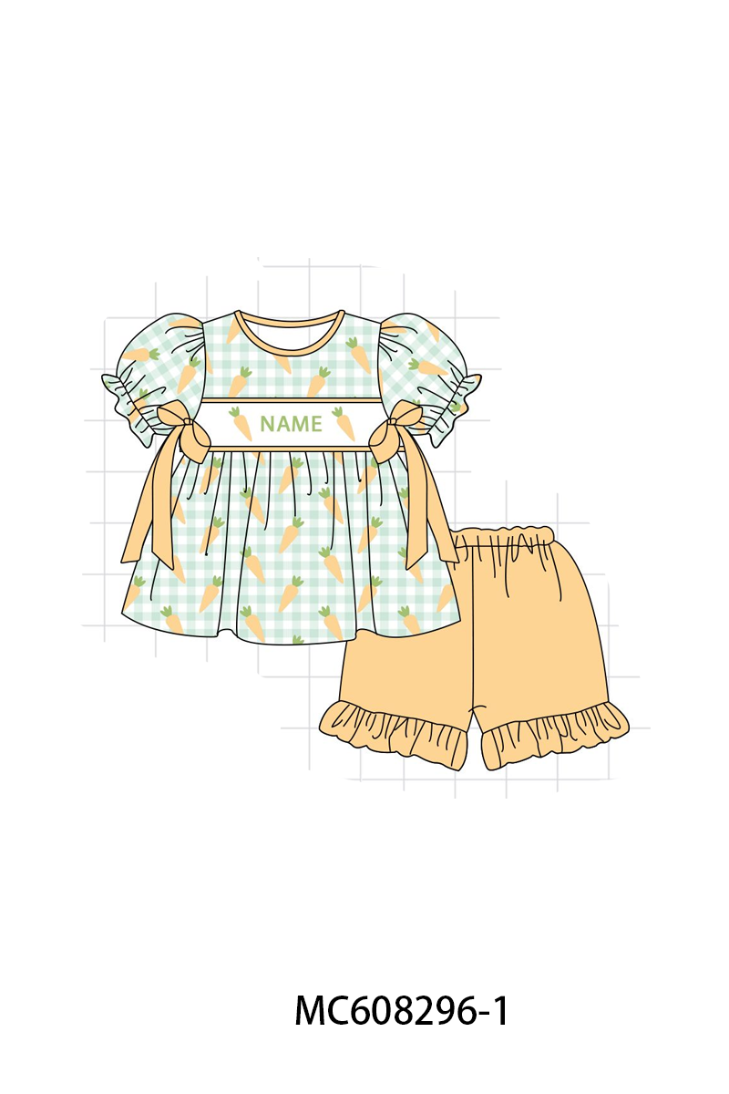 PO101 Green gingham easter carrot monogram embroidery collection
