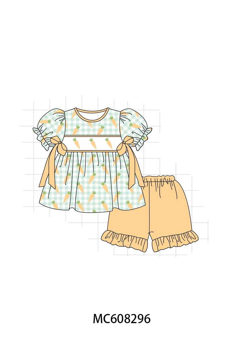 PO101 Green gingham easter carrot embroidery collection
