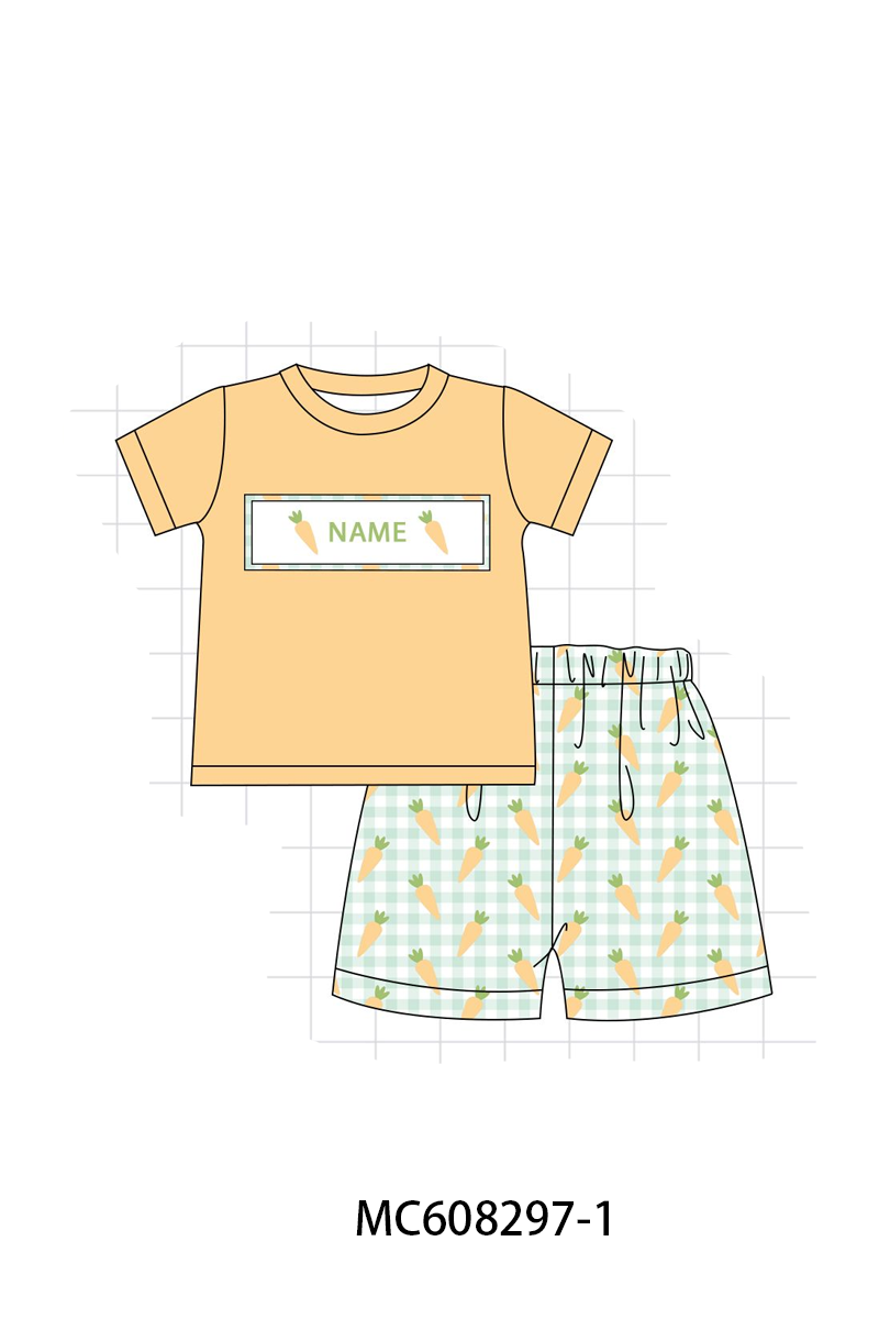 PO101 Green gingham easter carrot monogram embroidery collection