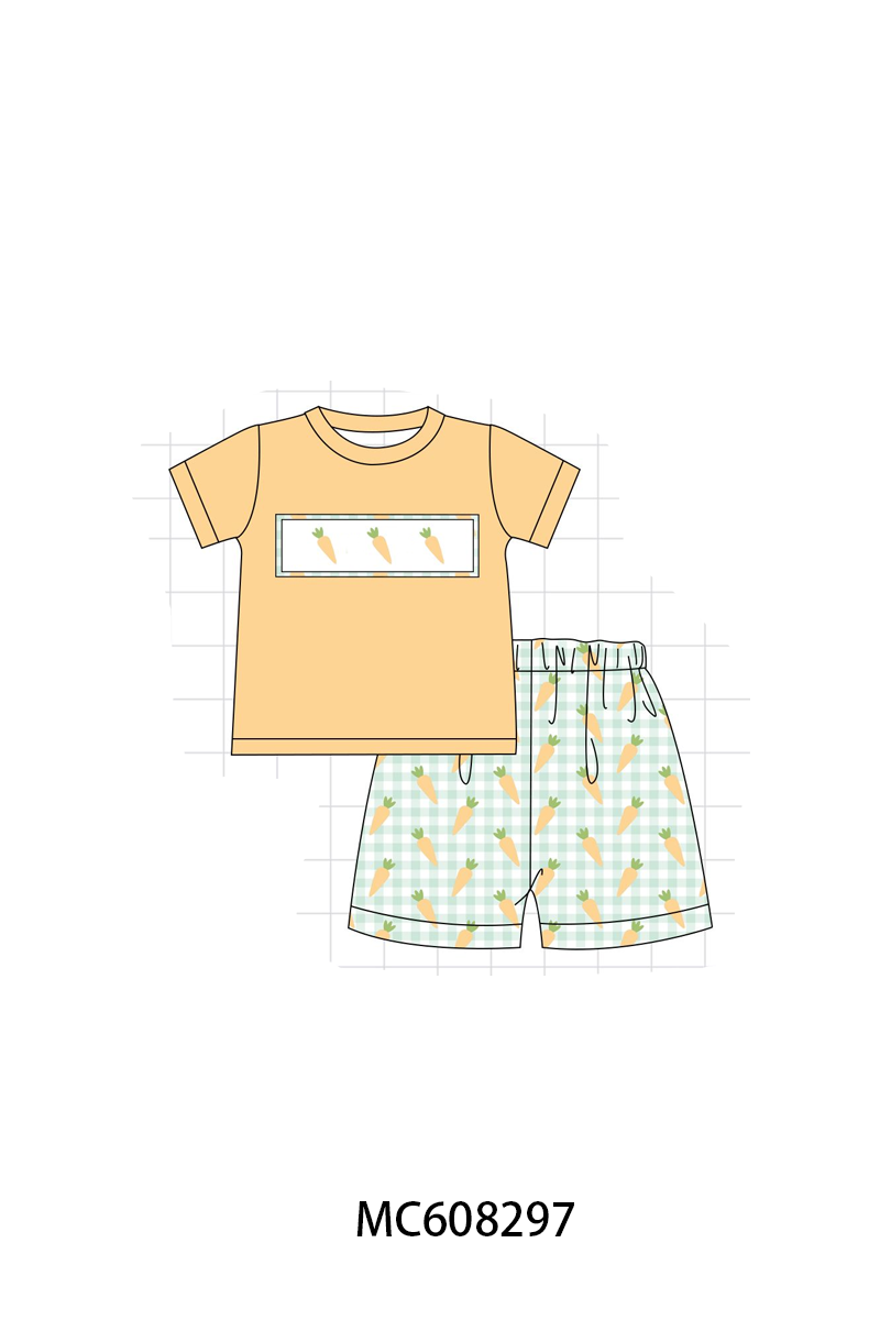 PO101 Green gingham easter carrot embroidery collection