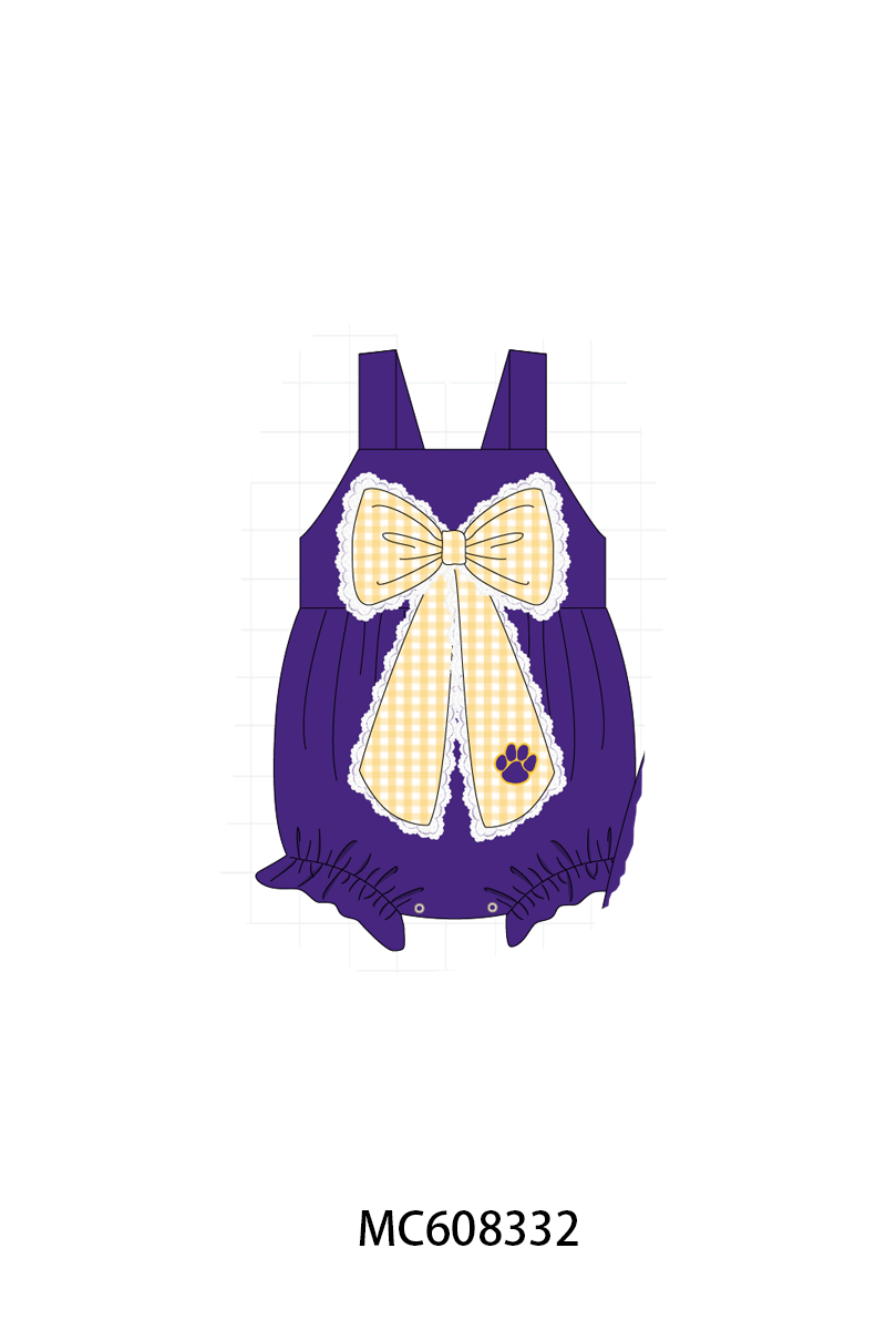 PO101 Purple LSU embroidery gingham collection 1