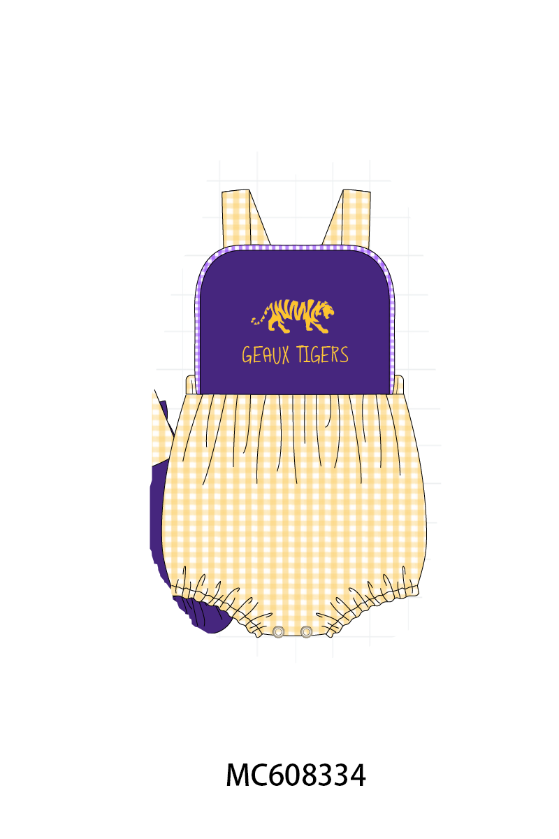 PO101 Purple LSU embroidery gingham collection 1