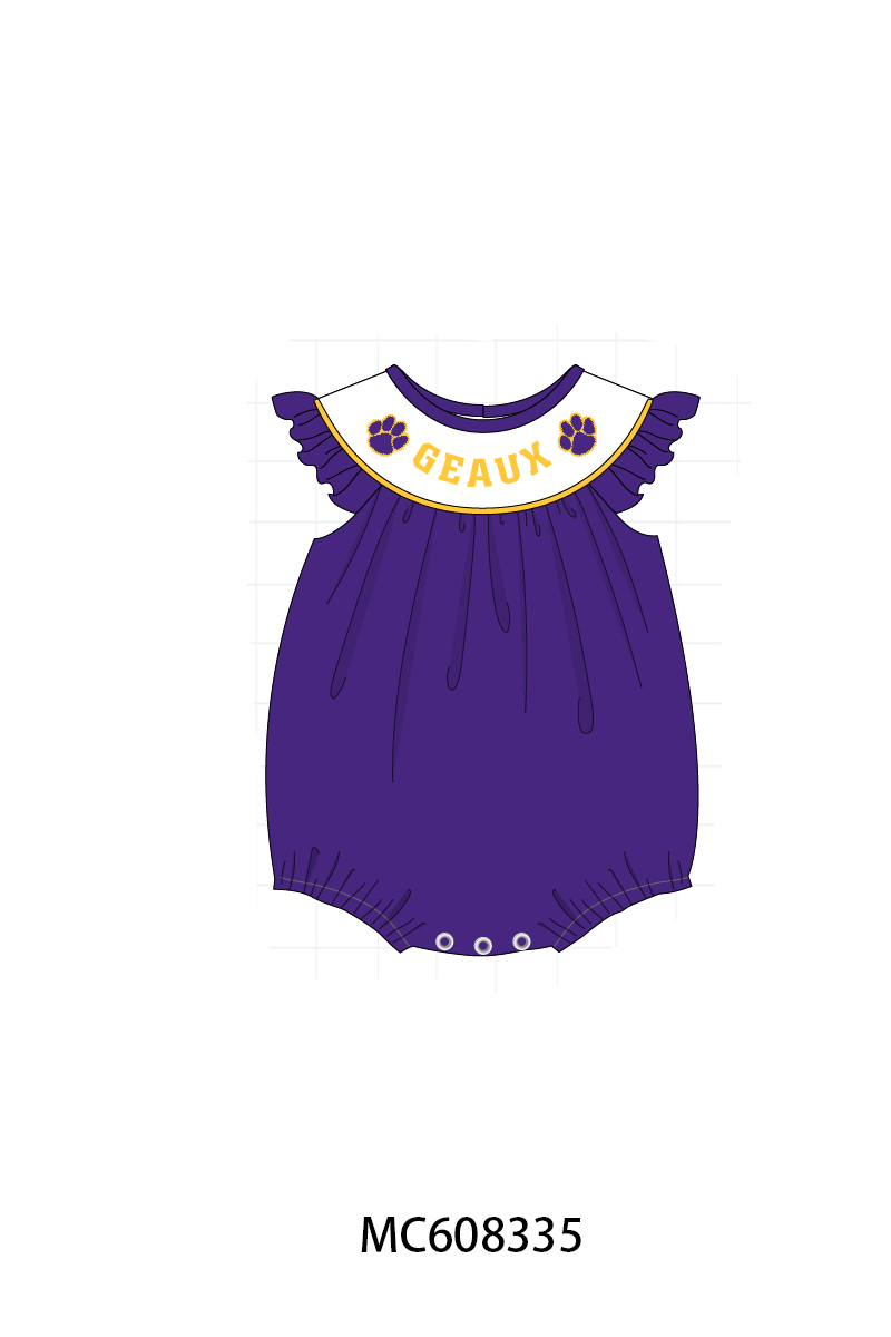 PO101 Purple LSU embroidery gingham collection 1