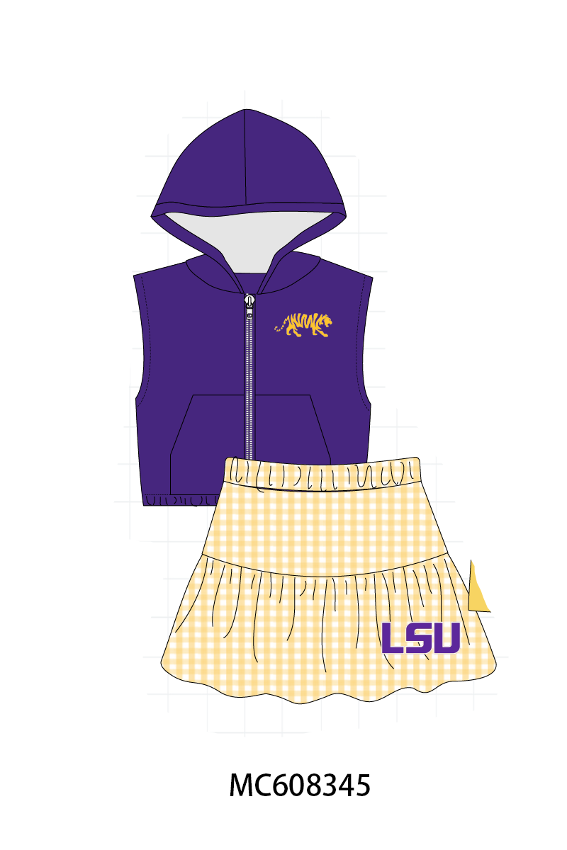 PO101 Purple LSU embroidery gingham collection 2