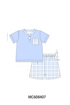 PO101 Blue floral bow plaid ruffle collection 2