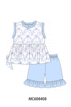 PO101 Blue floral bow plaid ruffle collection 2