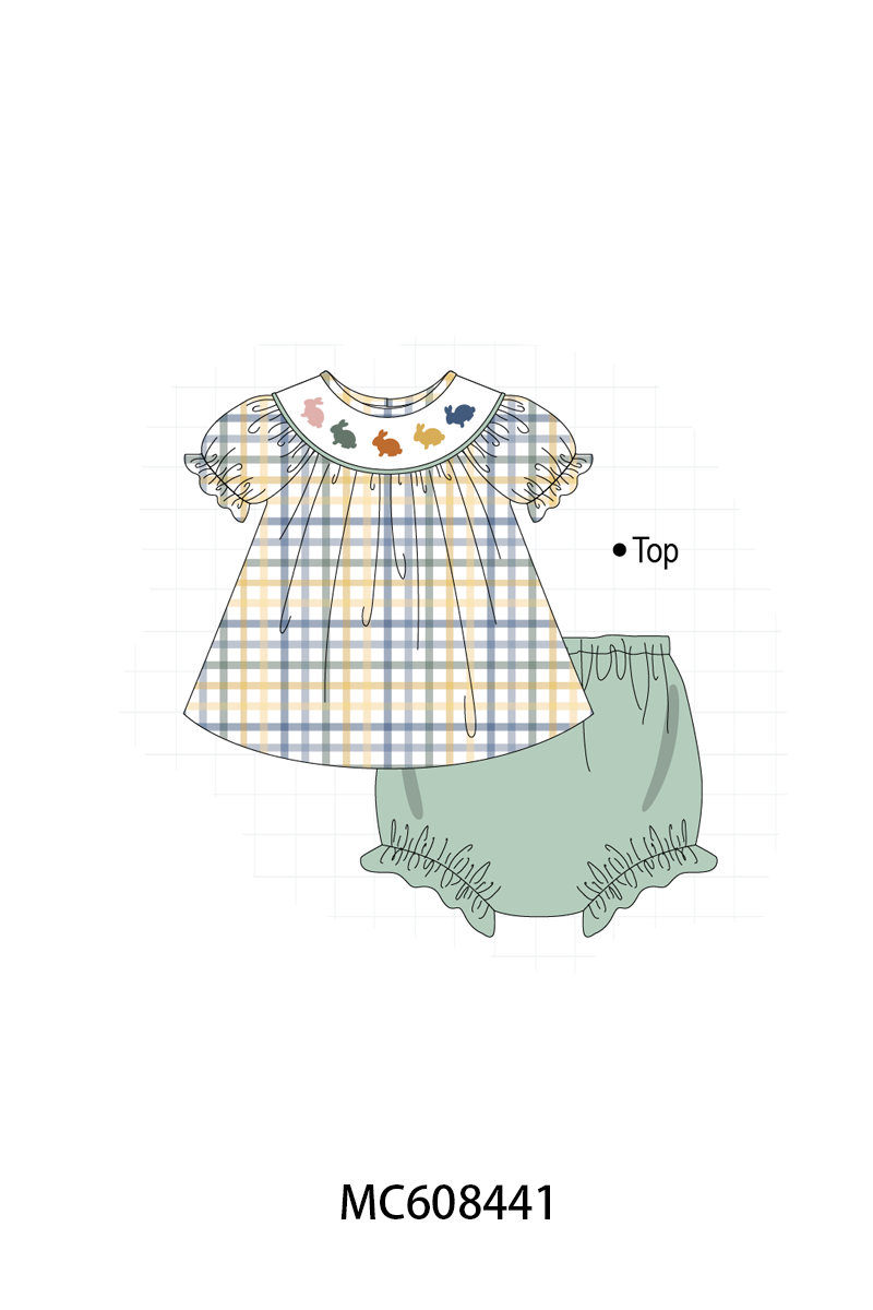 PO101 Sage easter bunny plaid ruffle collection