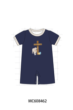 PO101 Navy easter cross egg embroidery gingham collection