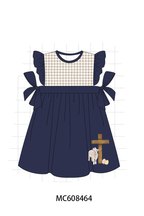 PO101 Navy easter cross egg embroidery gingham collection