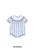 PO101 Blue easter bunny bow embroidery gingham collection