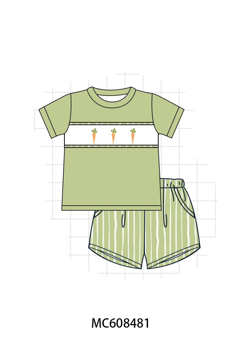 PO101 Green happy easter carrot embroidery collection