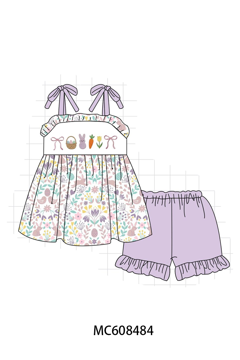 PO101 Lavender easter bunny floral ruffle collection