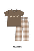 PO101 Brown easter cross bunny embroidery collection
