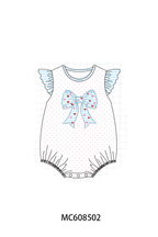 PO101 Blue bow applique dot ruffle collection