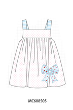 PO101 Blue bow applique dot ruffle collection