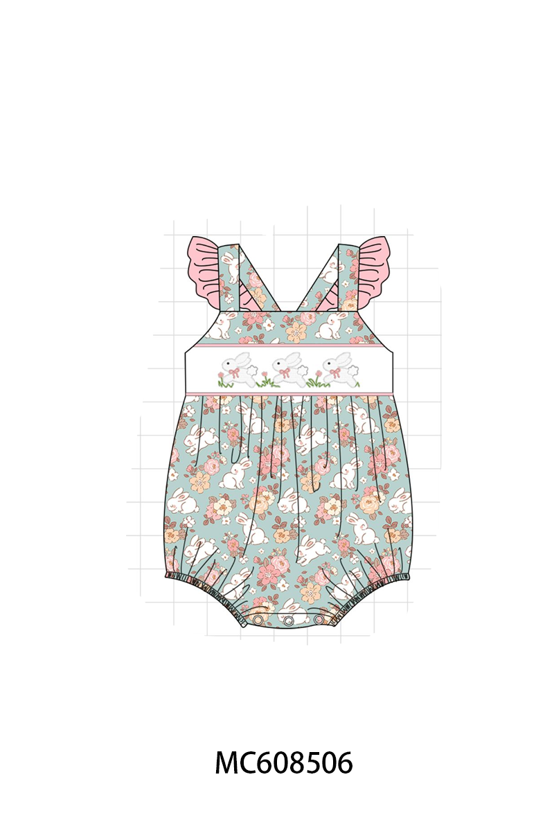 PO101 Easter bunny embroidery bow stripe collection