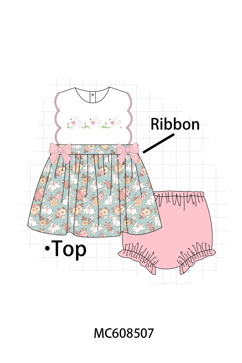PO101 Easter bunny embroidery bow stripe collection