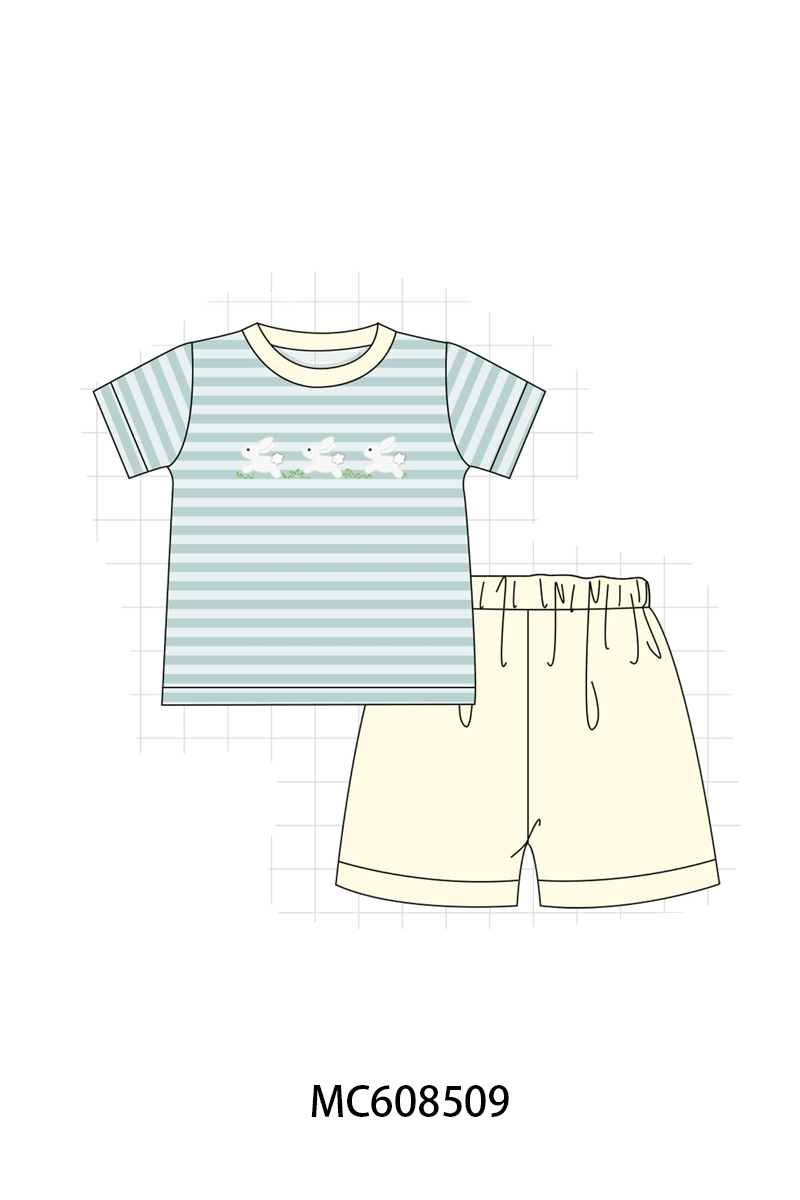 PO101 Easter bunny embroidery bow stripe collection