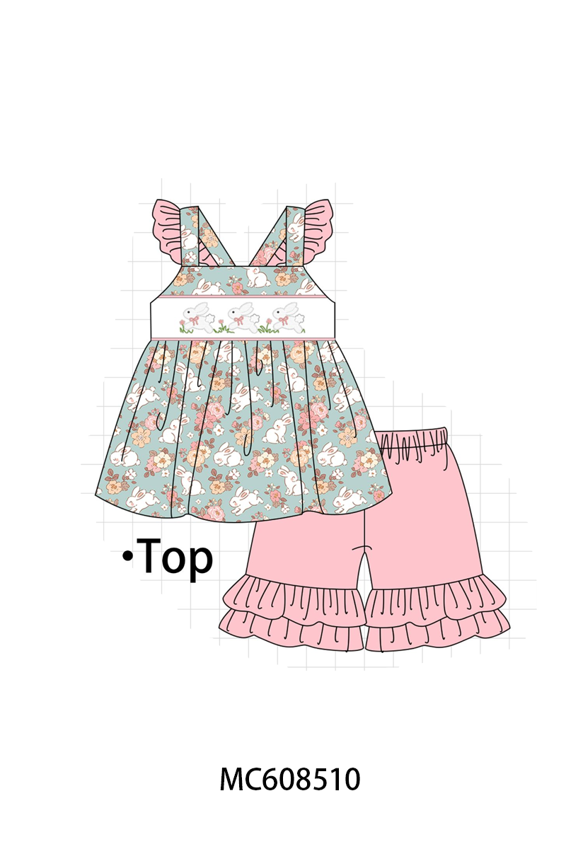 PO101 Easter bunny embroidery bow stripe collection