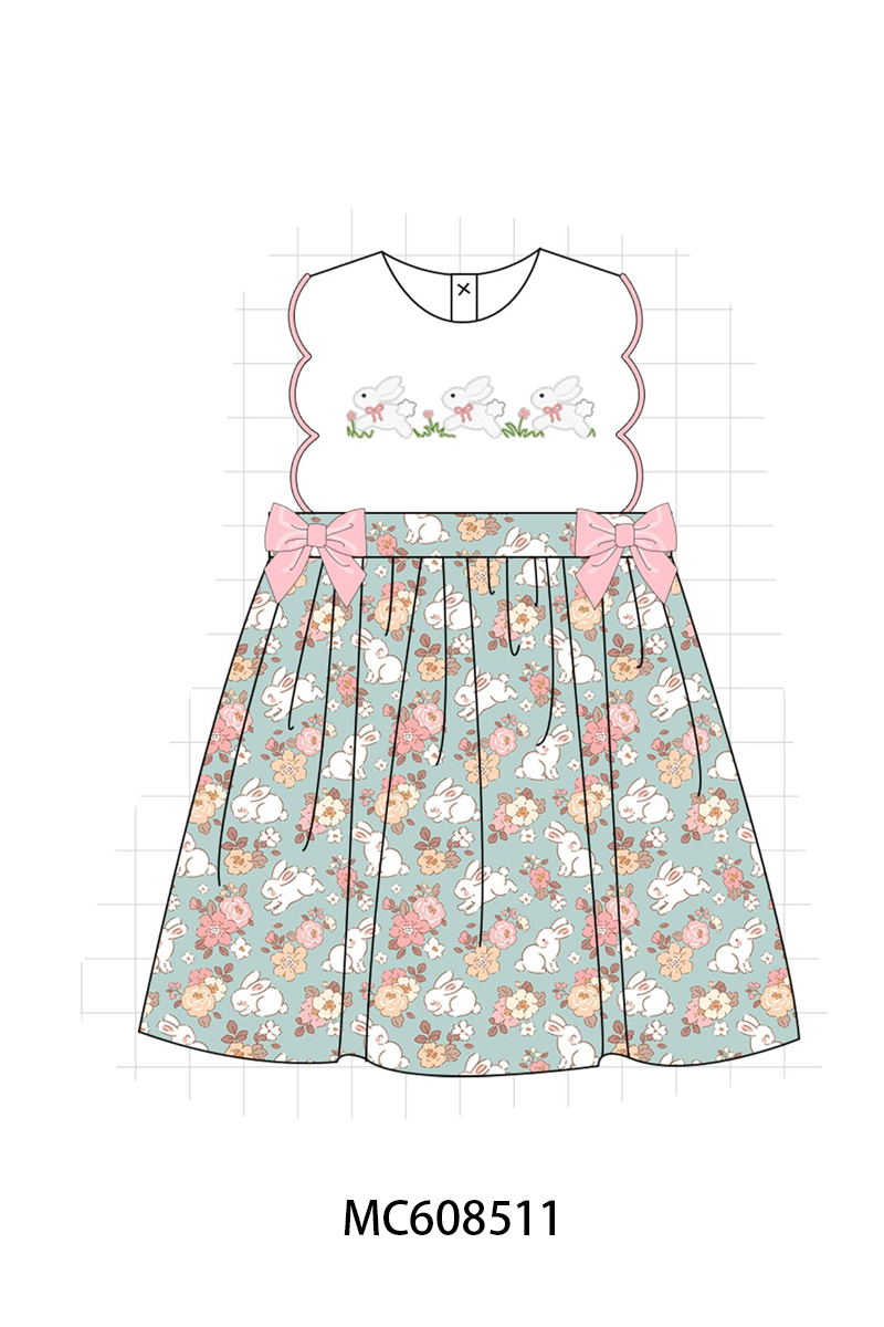 PO101 Easter bunny embroidery bow stripe collection