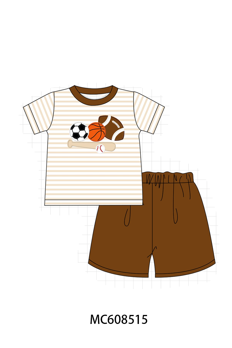 PO101 Brown ball applique stripe collection