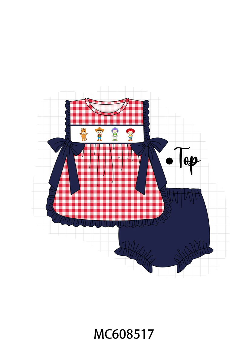 PO101 Navy toy story embroidery gingham collection
