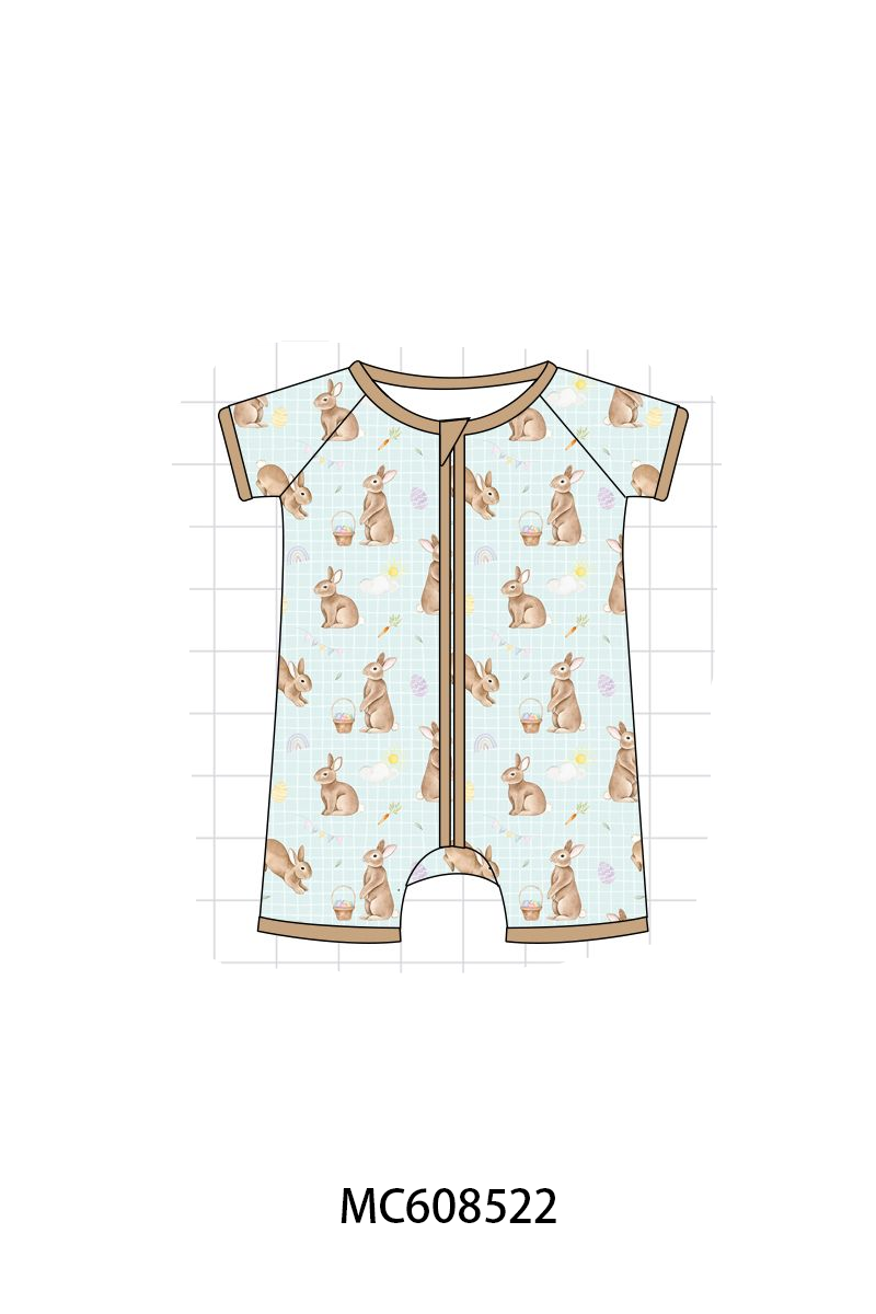 PO101 Blue easter bunny egg print bamboo collection