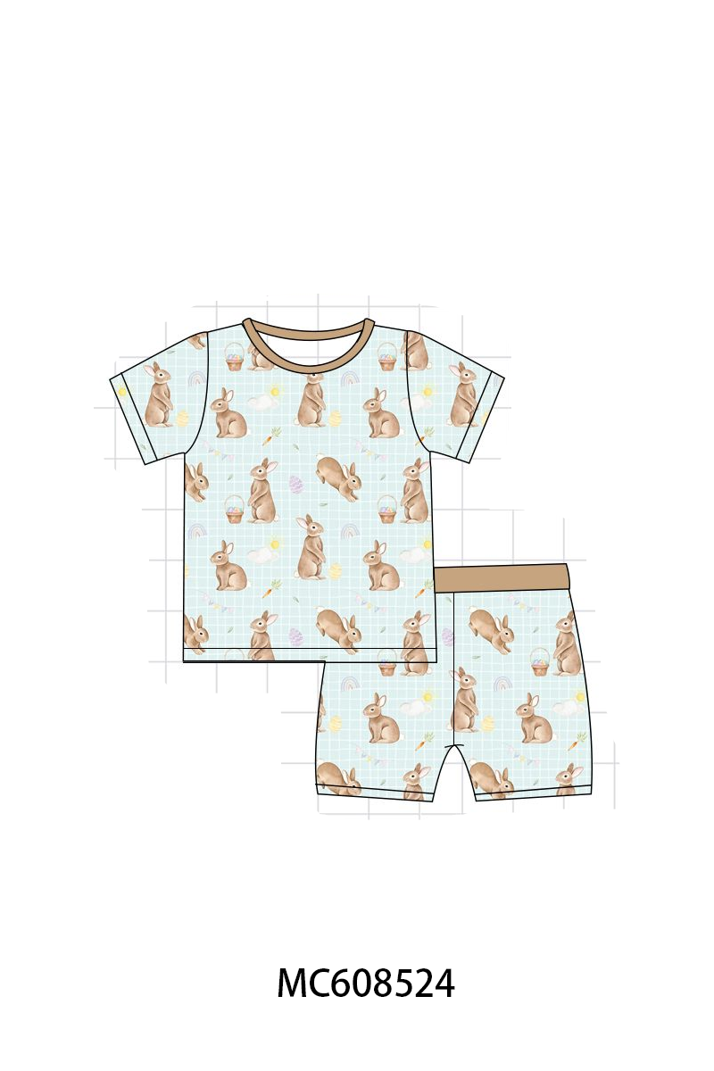 PO101 Blue easter bunny egg print bamboo collection
