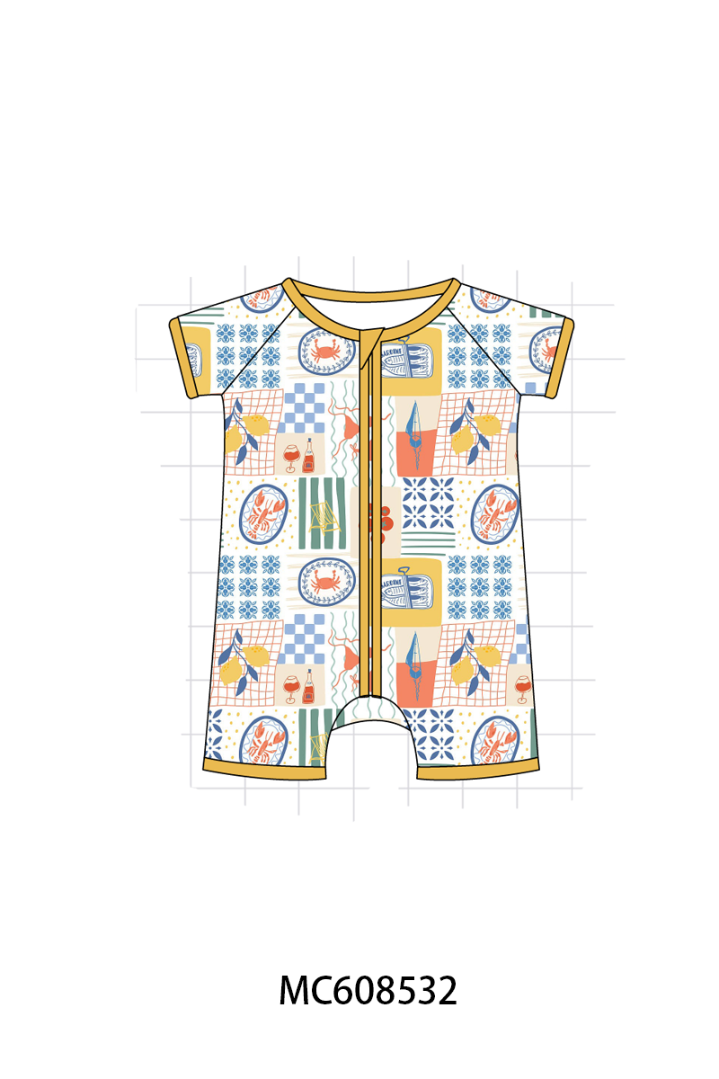 PO101 Mustard beach print bamboo collection