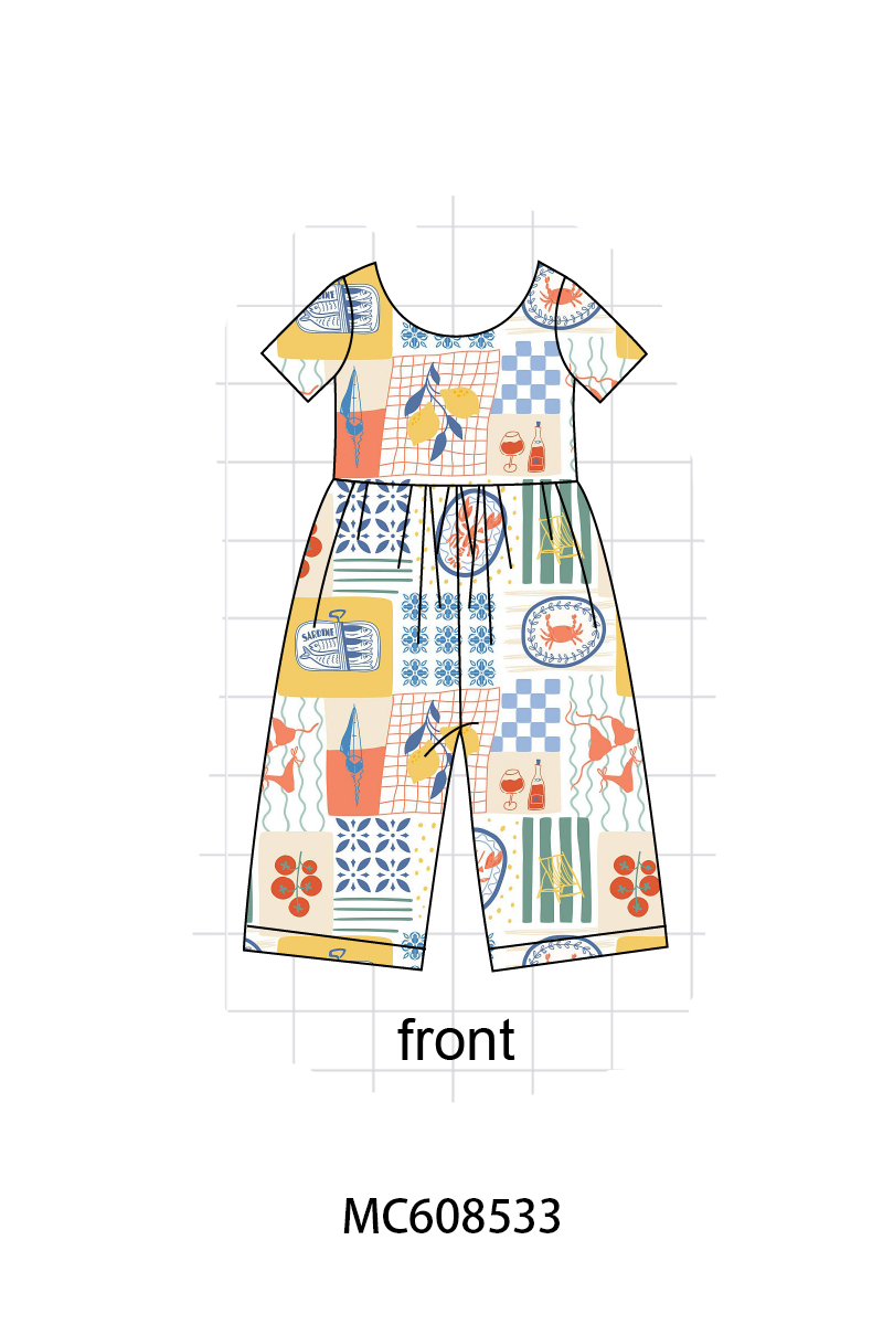 PO101 Mustard beach print bamboo collection