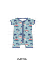 PO101 Teal palm print bamboo collection