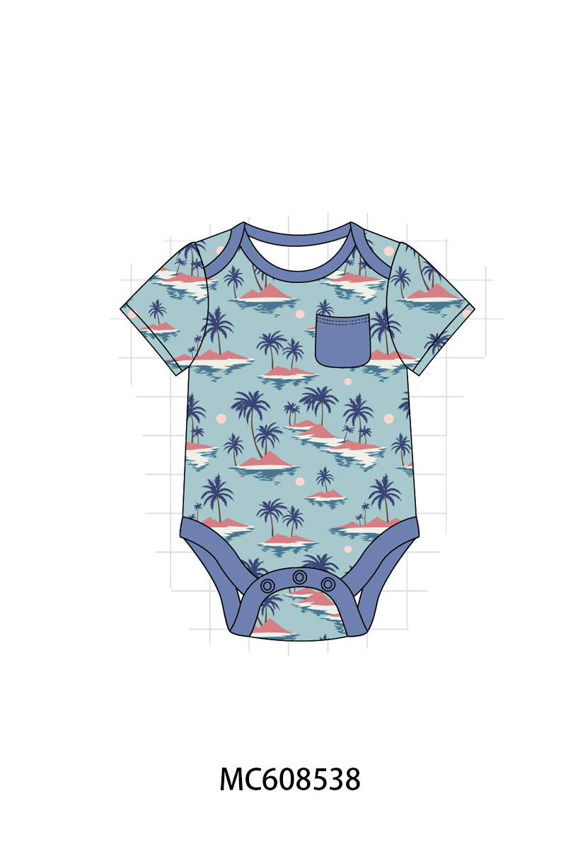 PO101 Teal palm print bamboo collection