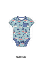 PO101 Teal palm print bamboo collection