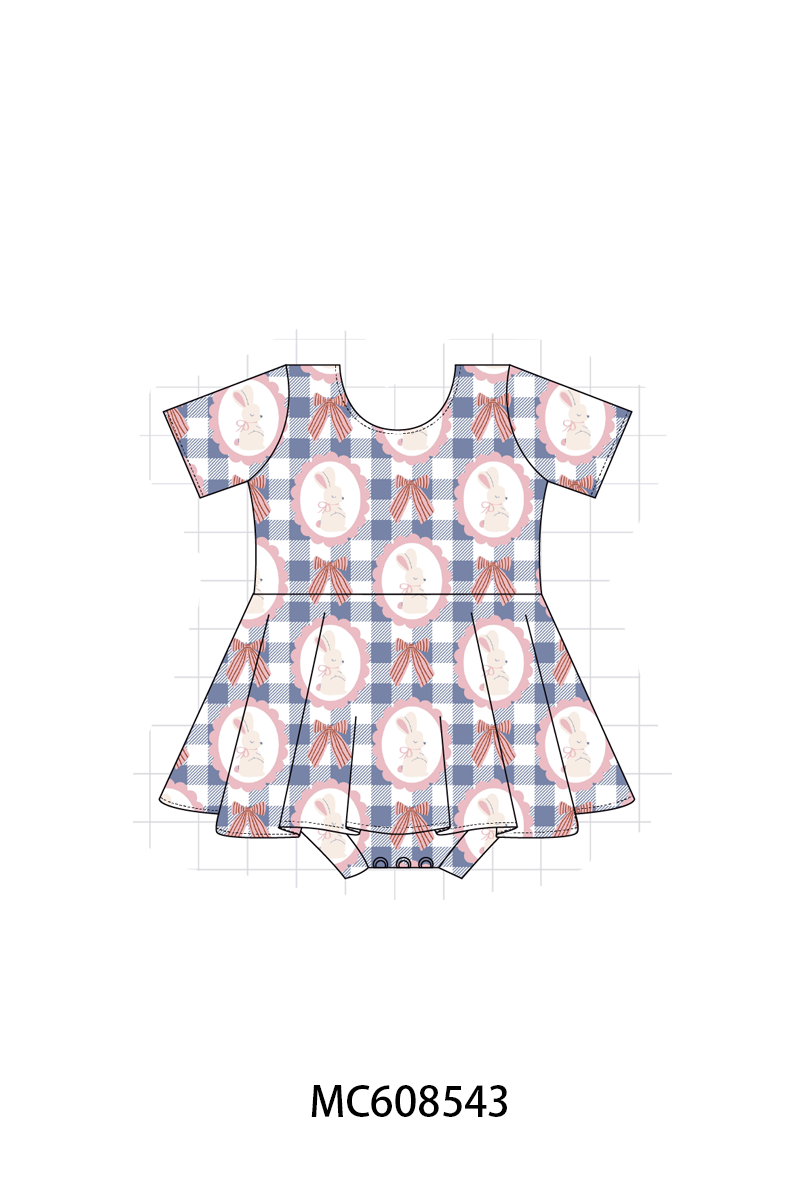 PO101 Pink easter bunny checkered bow bamboo collection