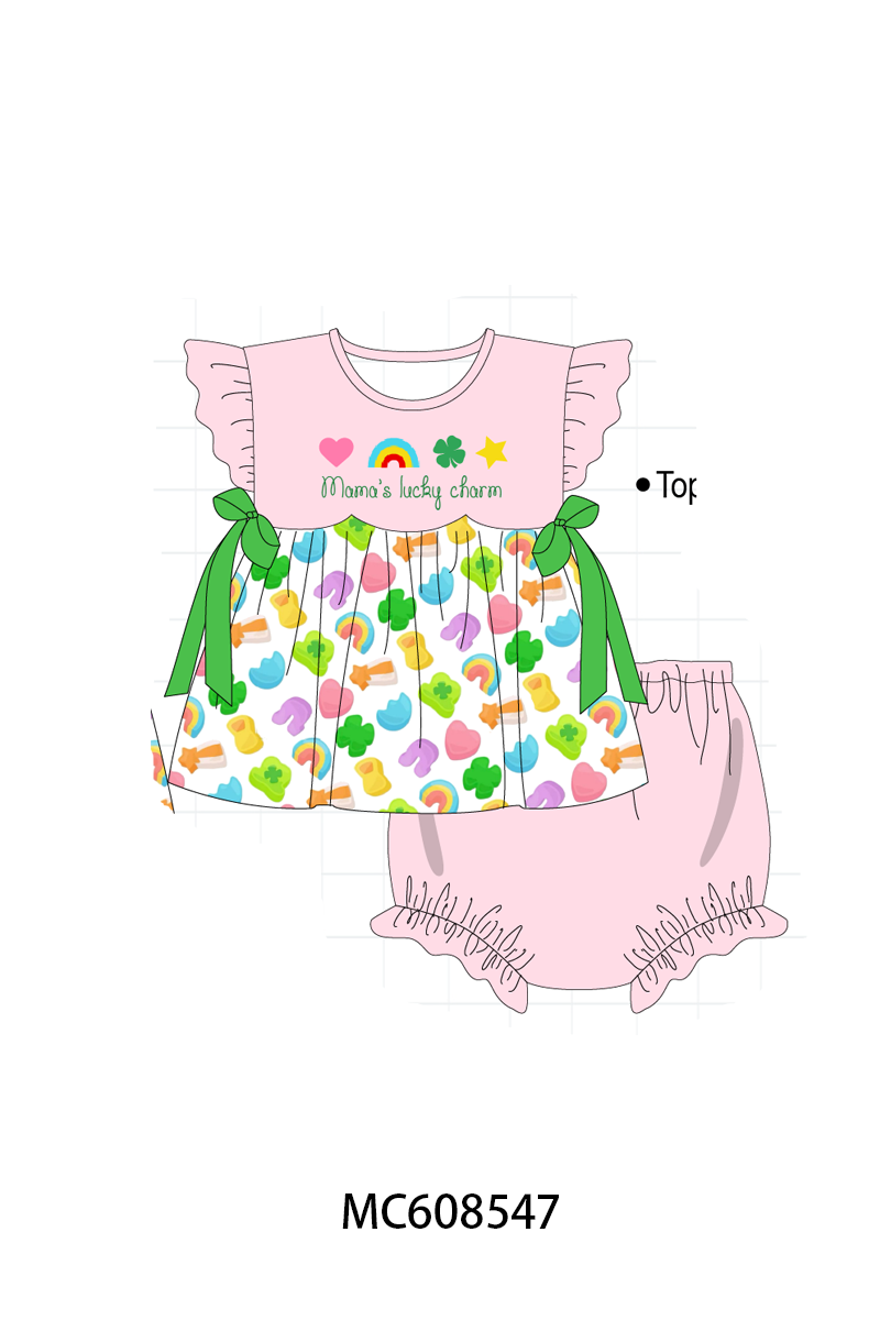 PO101 Pink St. Patricks day clover rainbow embroidery collection