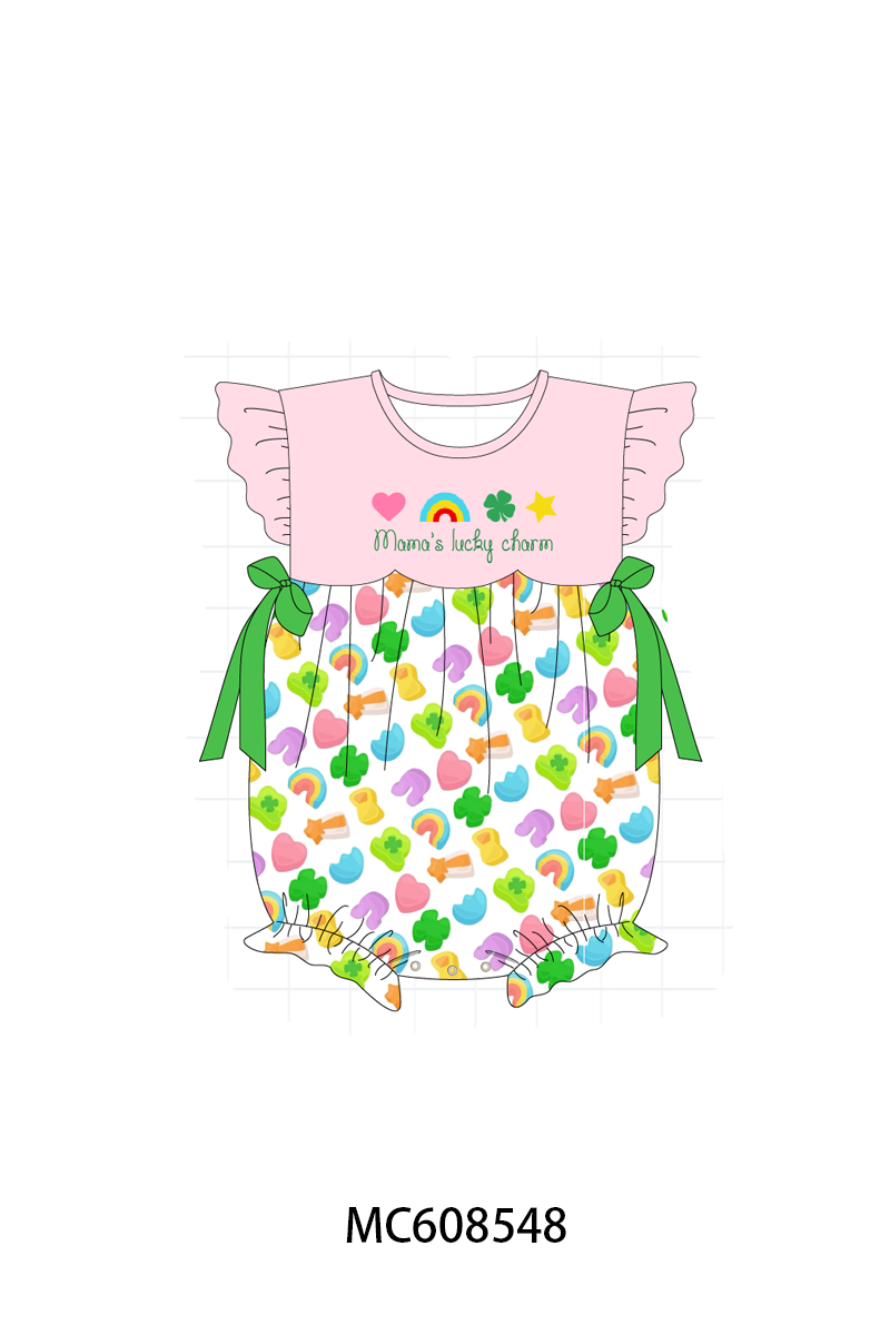 PO101 Pink St. Patricks day clover rainbow embroidery collection