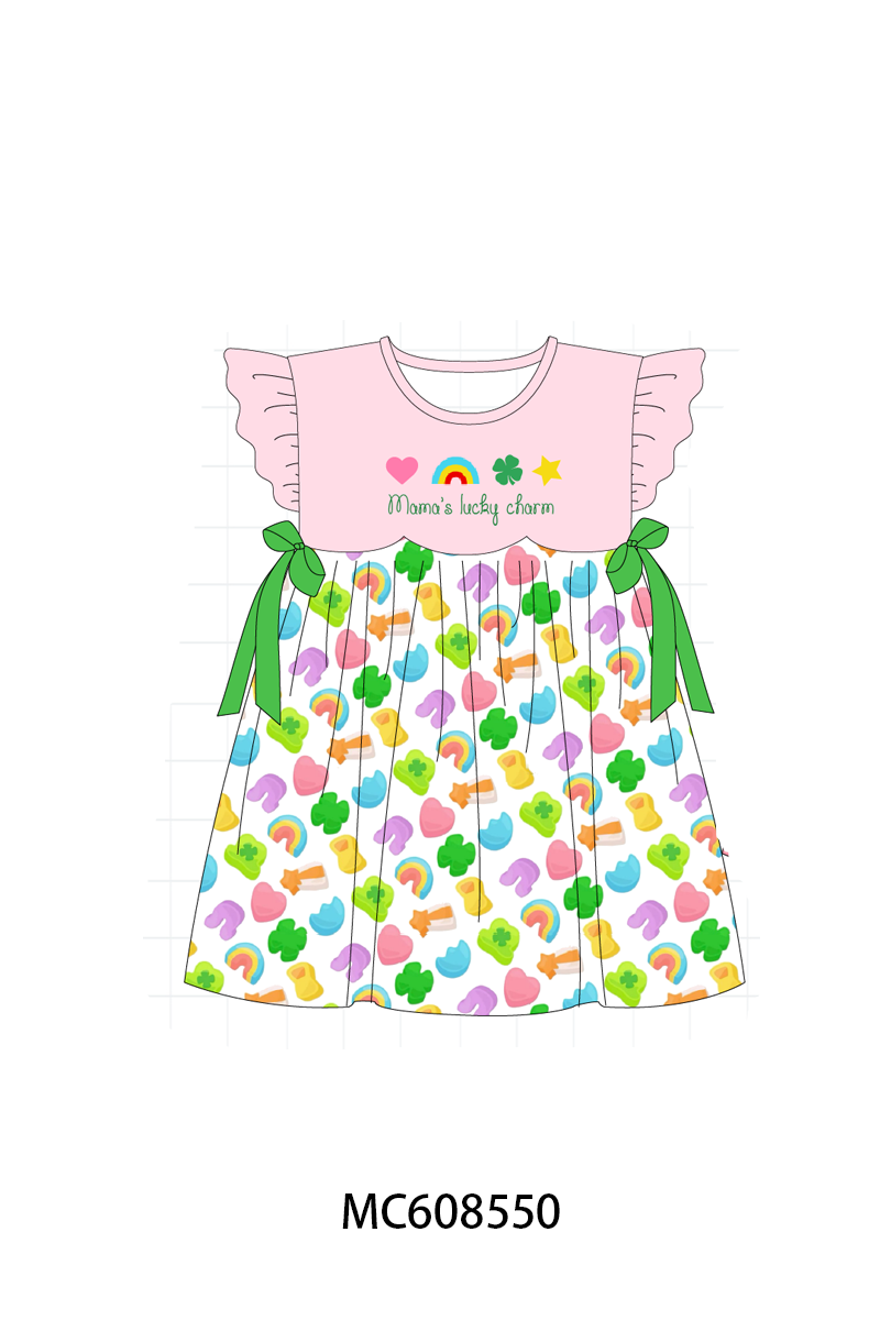 PO101 Pink St. Patricks day clover rainbow embroidery collection