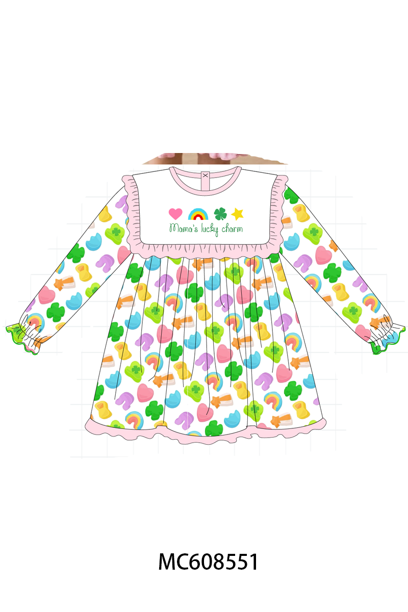 PO101 Pink St. Patricks day clover rainbow embroidery collection