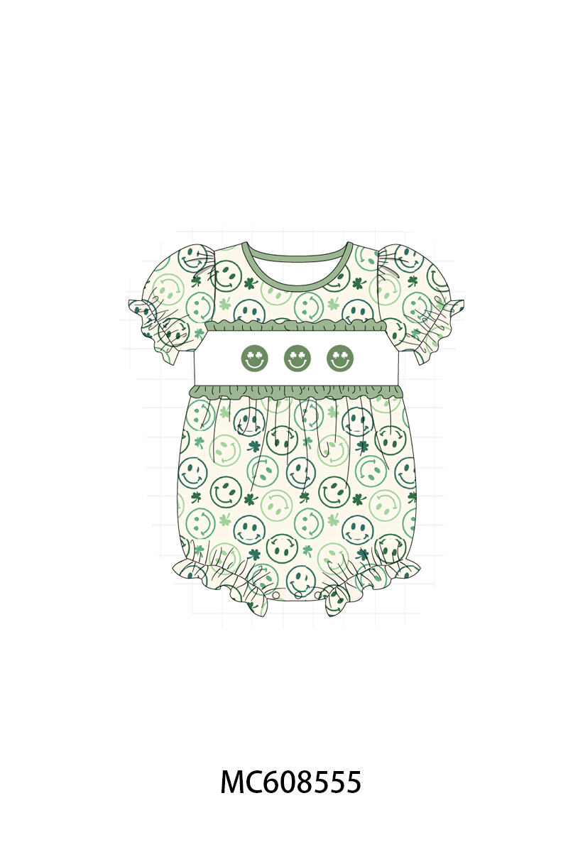 PO101 Sage smiling face clover embroidery collection