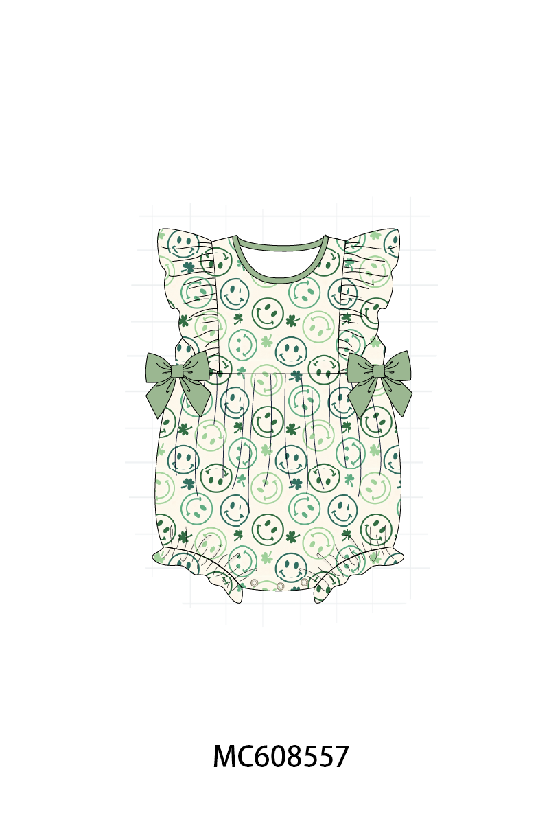 PO101 Sage smiling face clover embroidery collection
