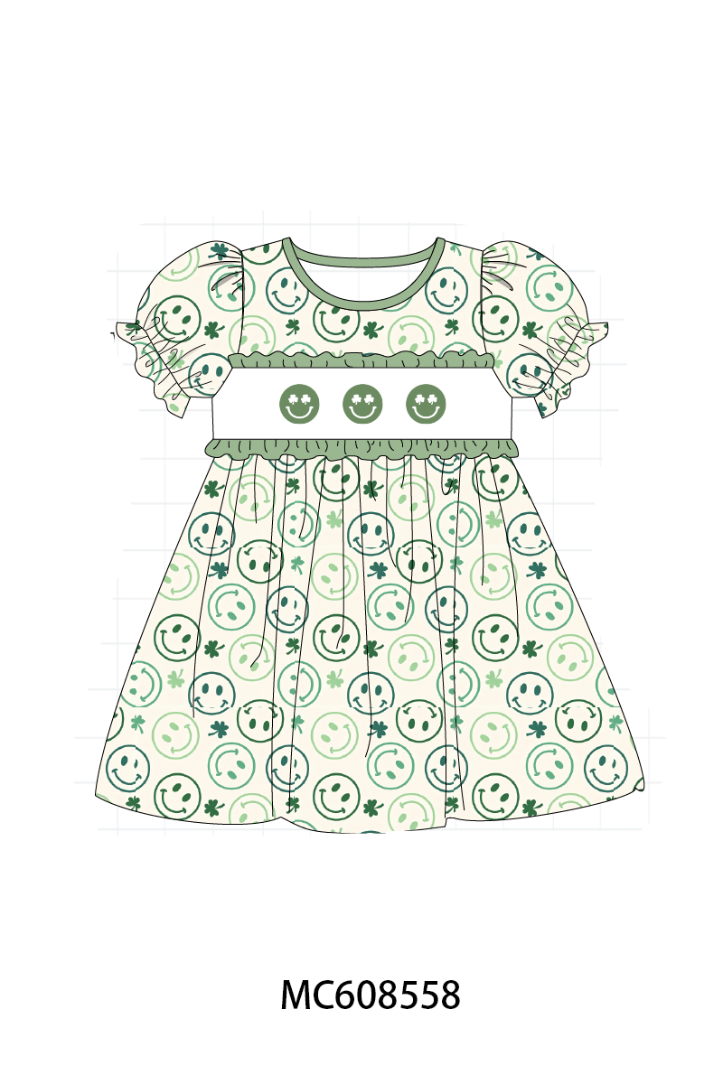 PO101 Sage smiling face clover embroidery collection